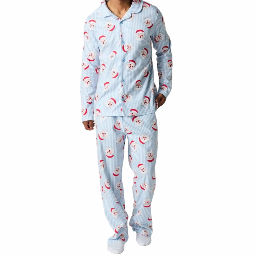 Fammy Jammies Festive Santa Pajamas 2 Piece Flannel Men Unisex Medium Christmas